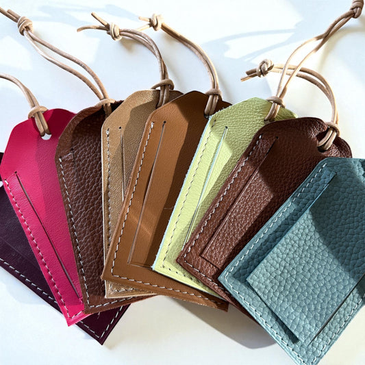 Étiquette à Bagages en Cuir Vachette ou Chèvre